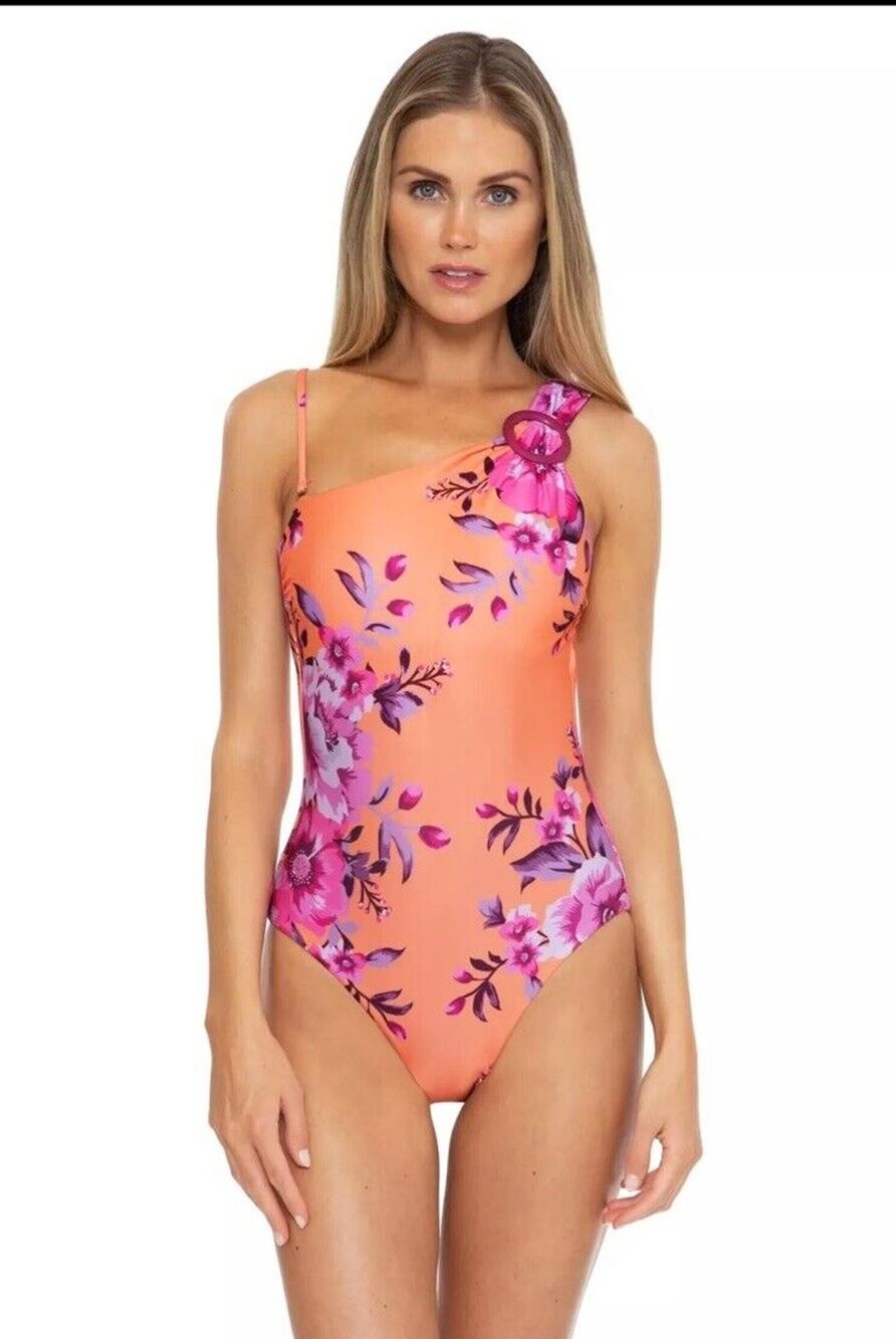 Becca By Rebecca Virtue Full Bloom Arabella Asymmetrical One-Piece Size Medium